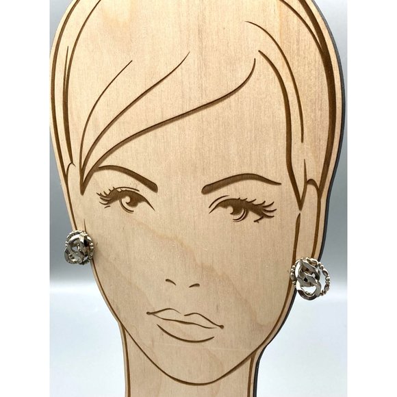 Unique Industrialist Punk Earrings, Silver Tone Chunky Utility Interlocking Link - Picture 5 of 6